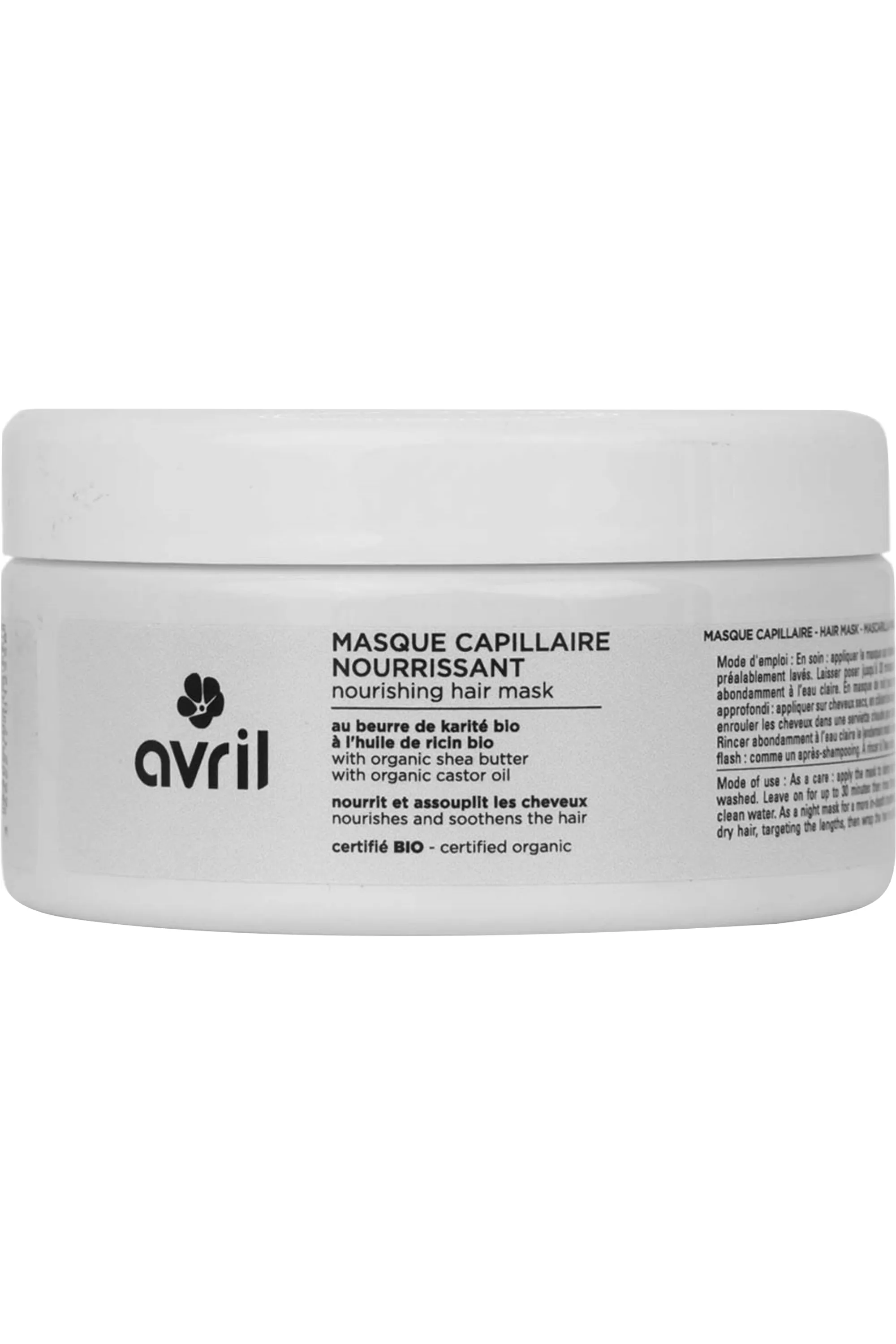 Avril Masque capillaire nourrissant bio à l’huile de ricin et beurre de karité-200 ml