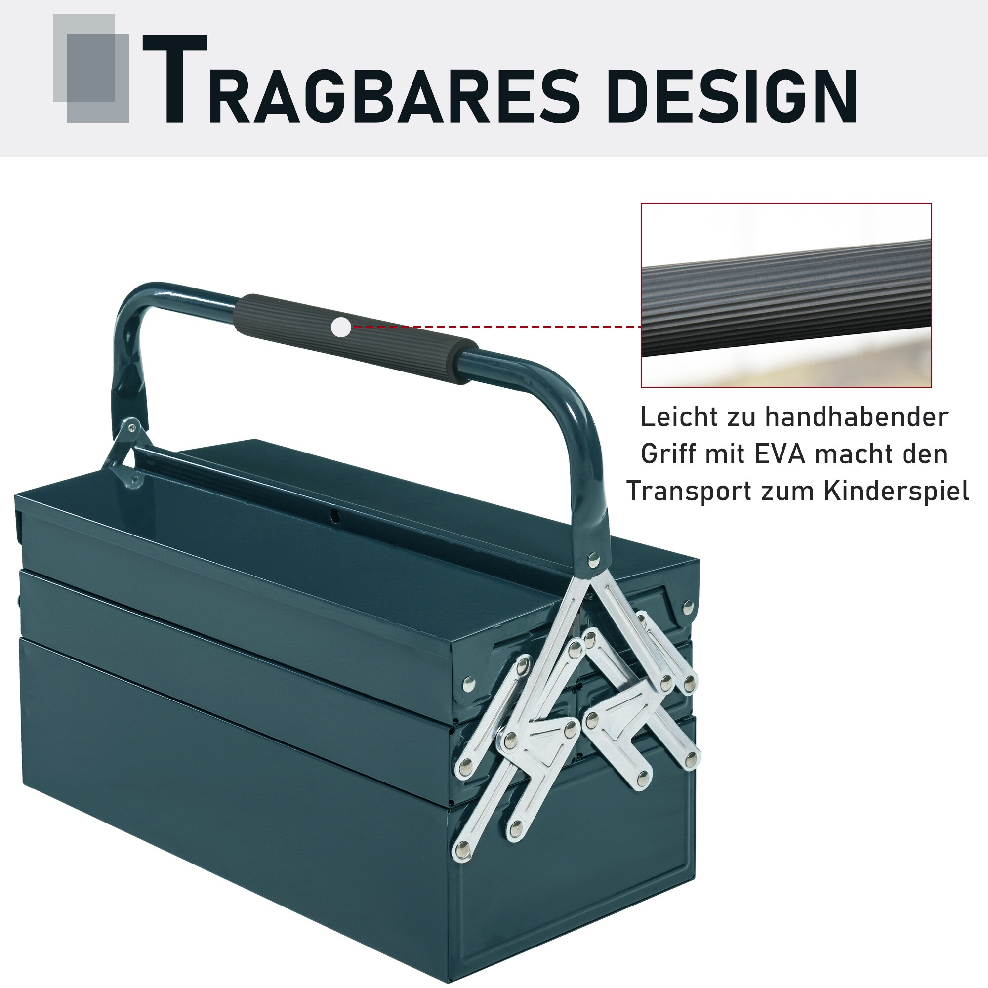 DURHAND Werkzeugkoffer 5 Fach-Design 45 x 22,5 x 34,5 (BxTxH)