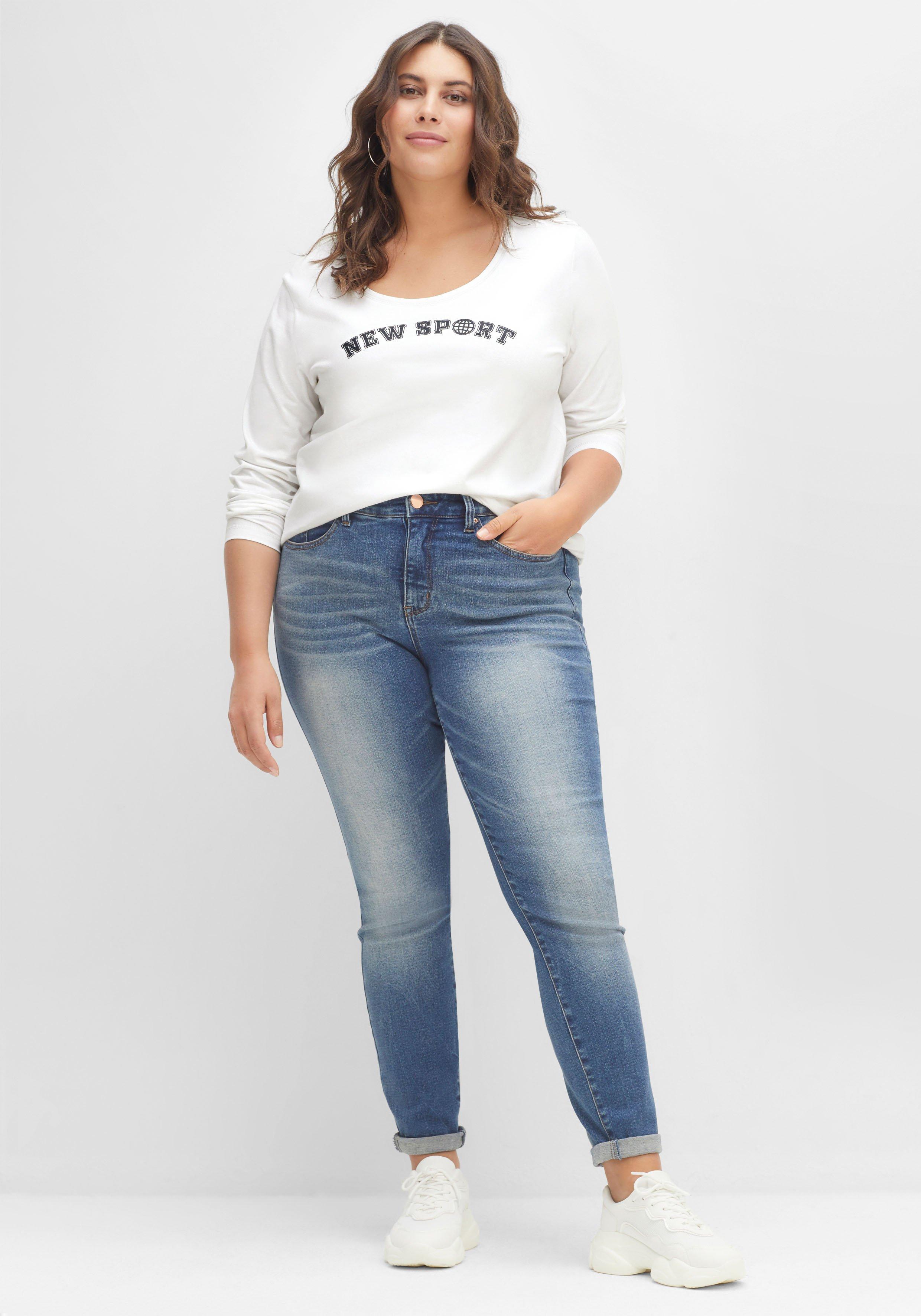 Langarmshirt mit Frontdruck im College-Stil
