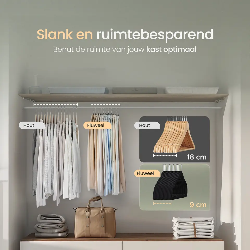 O'DADDY Fluwelen Kleerhangers - 40 Stuks - Antislip - Zwart
