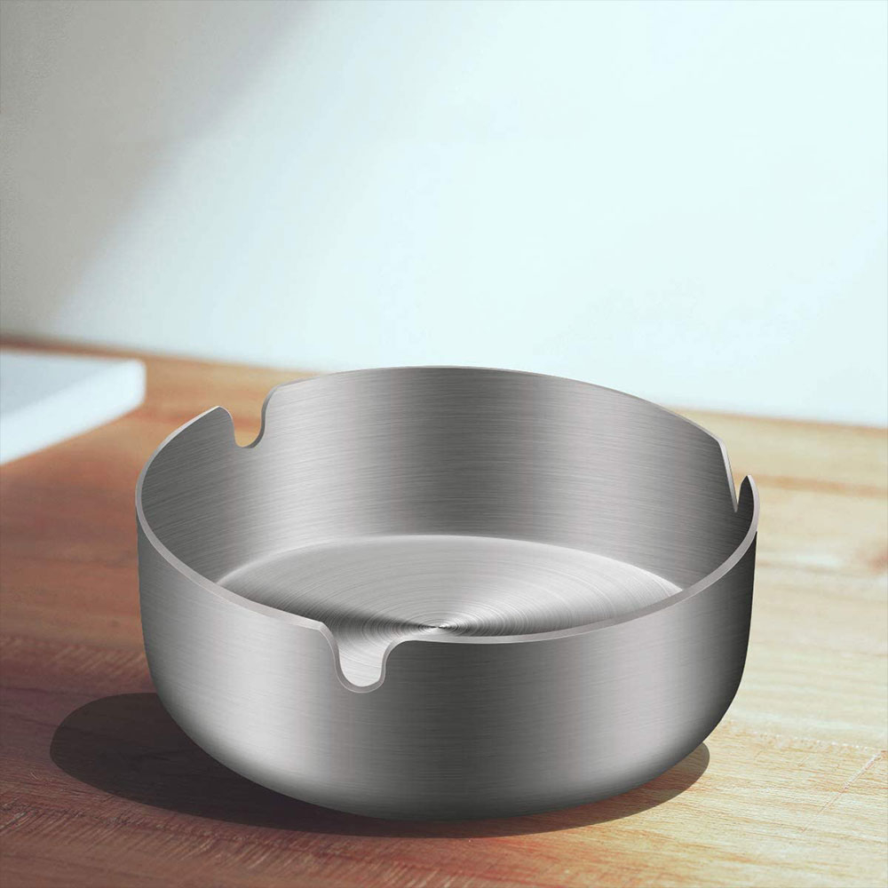 2in1 Edelstahl Aschenbecher mit Deckel Outdoor Aschenbecher - Silber