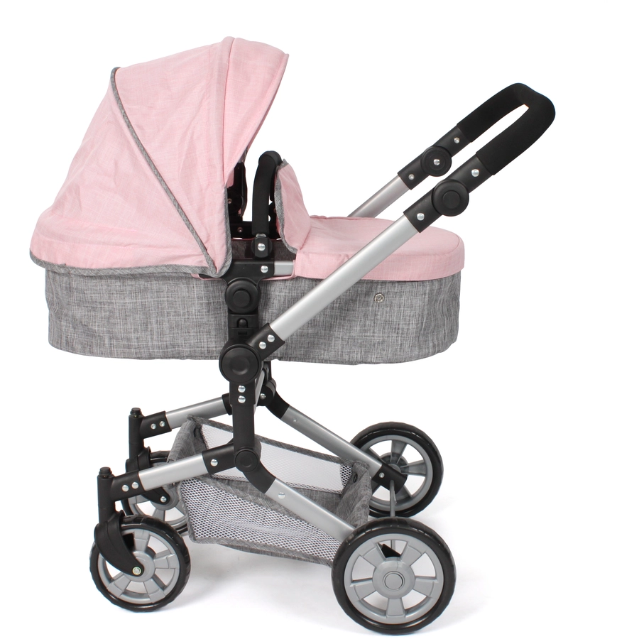 BAYER CHIC Kombi Puppenwagen LINUS melange grau rosa