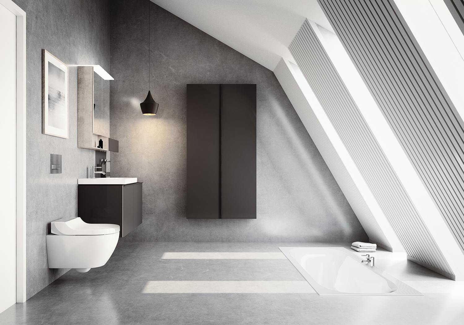 Geberit AquaClean Tuma Comfort douche wc met zwart glas deksel en Rimfree toilet