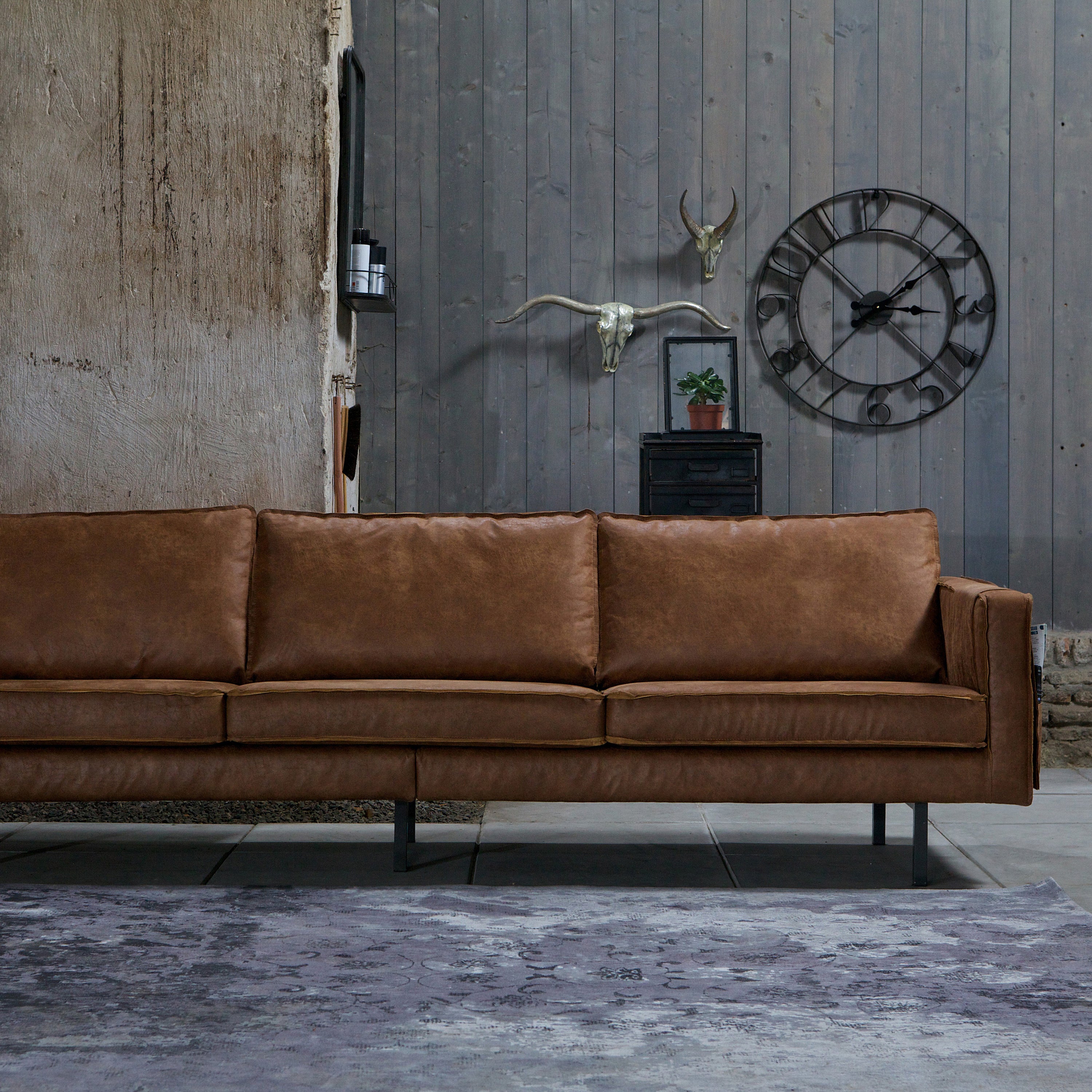 WOOOD Rodeo 3-zitsbank - Eco-leder -  Cognac