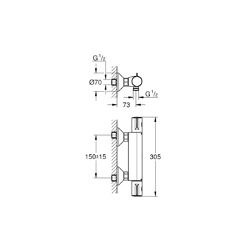 Grohe Grohtherm 800 thermostatische douchekraan chroom 15 cm