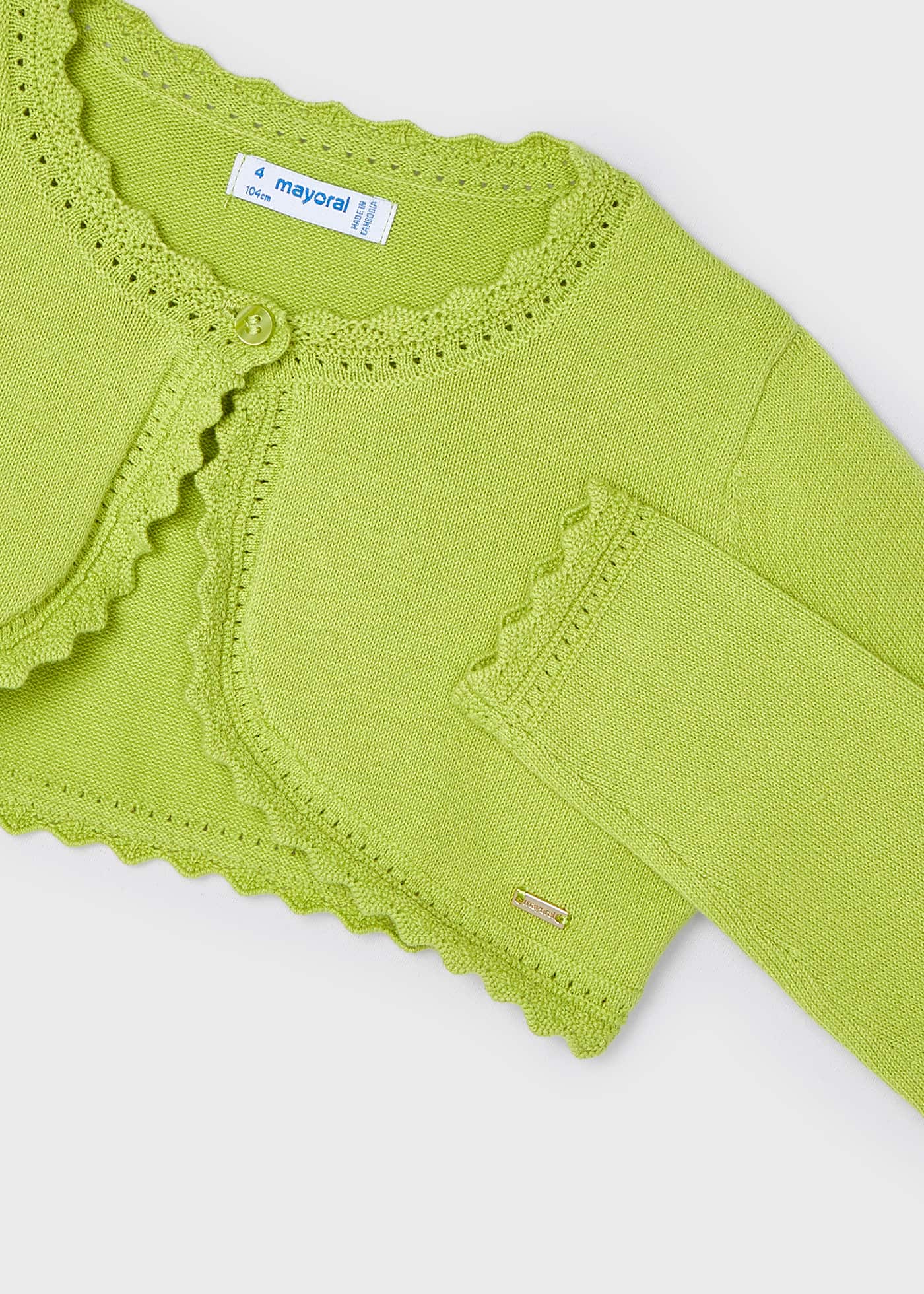 Cardigã feminino Better Cotton em fio metálico na cor nude.