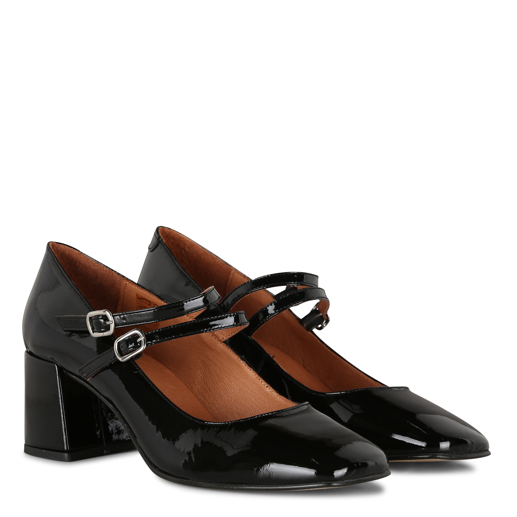 ALIENAR - Babies à talon en cuir vernis | Noir