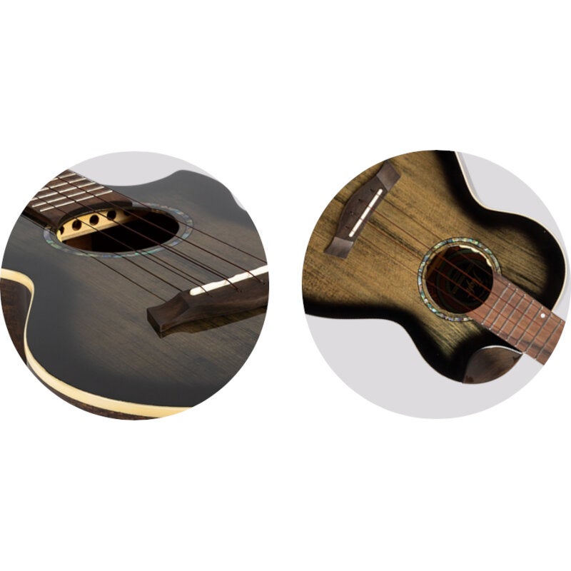 Flight Peter Moss Signature Moonburst Stain elektrisch-akoestische tenor ukelele met deluxe gigbag