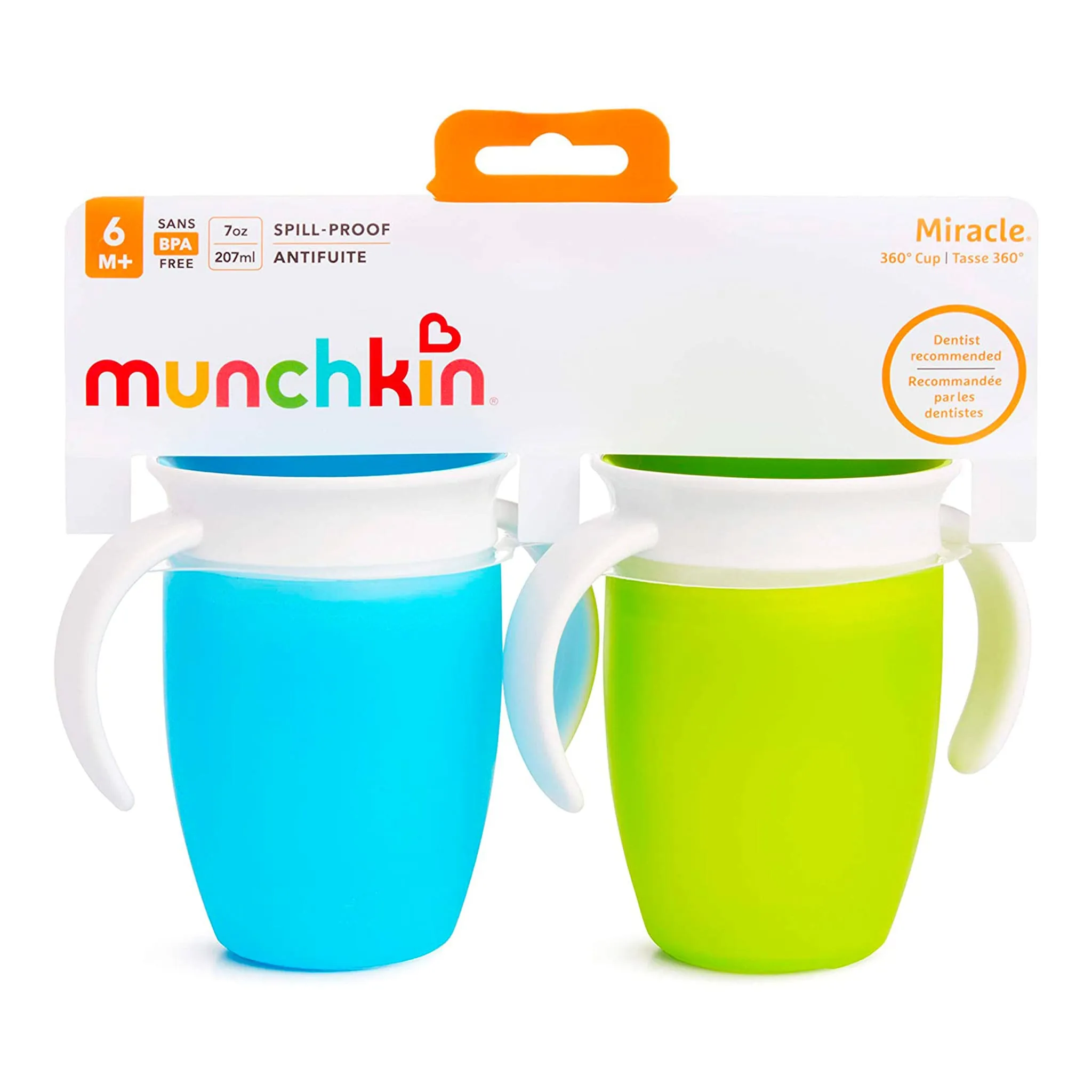 Munchkin Tasse (2) 7oz  Miracle® 360°  - Bleu Vert