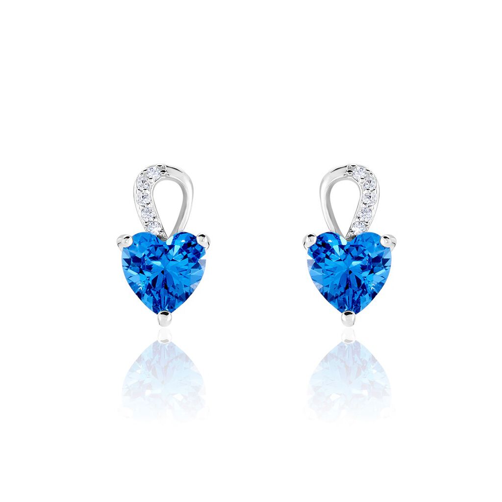 Boucles D'oreilles Puces Argent Blanc Atieno Oxyde De Zirconium
