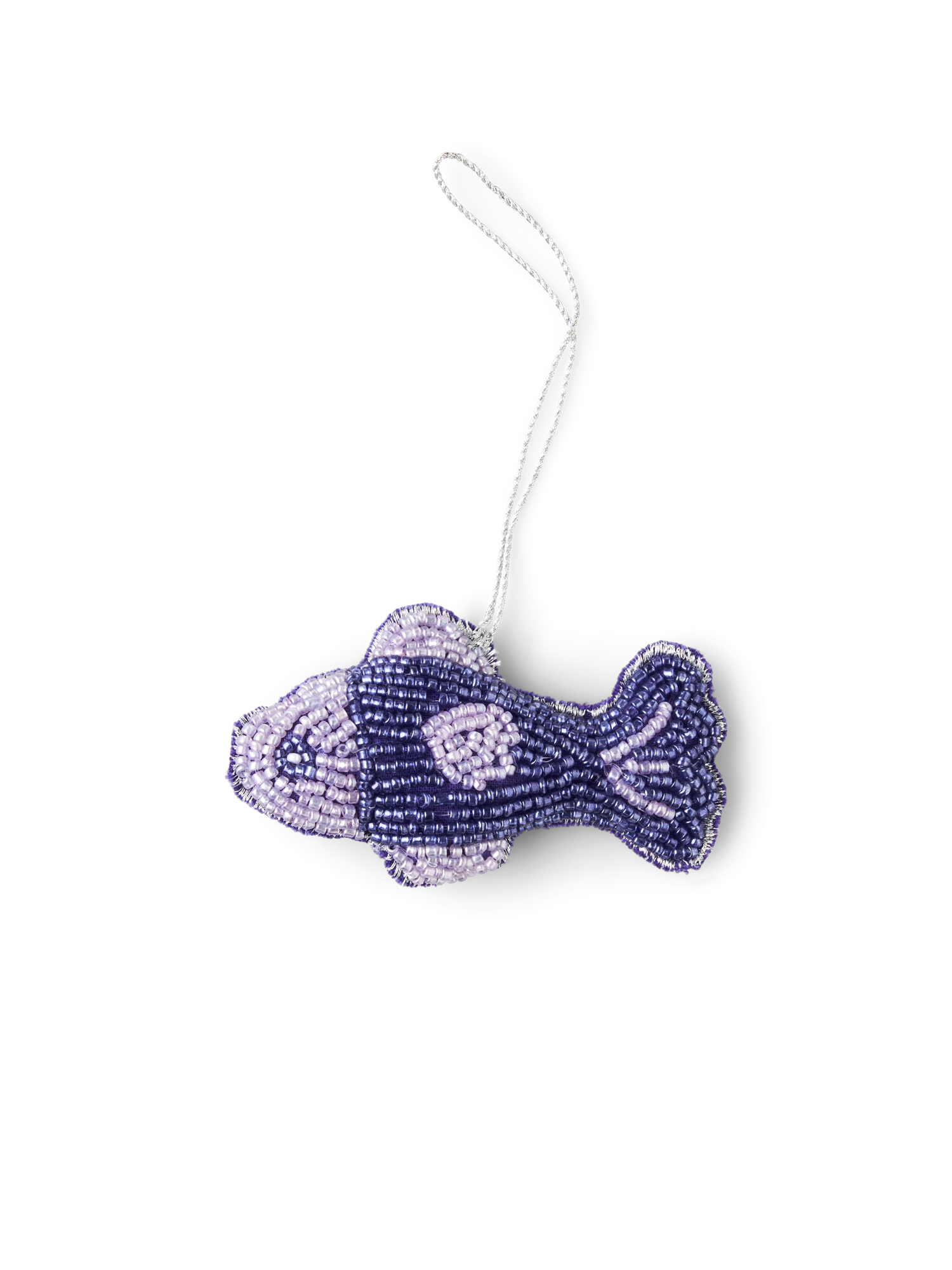 Juleophæng med fisk | Glas/bomuld. 11,4 x 5,8 cm.  | Electric Blue, Lilac