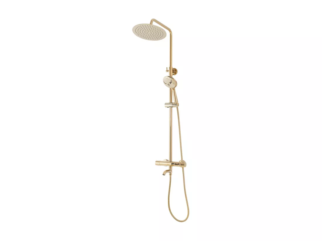 Kit de douche avec thermostat REA Lungo TermoStat Gold - Pommeau de douche ultra-pluie et robinet avec éléments