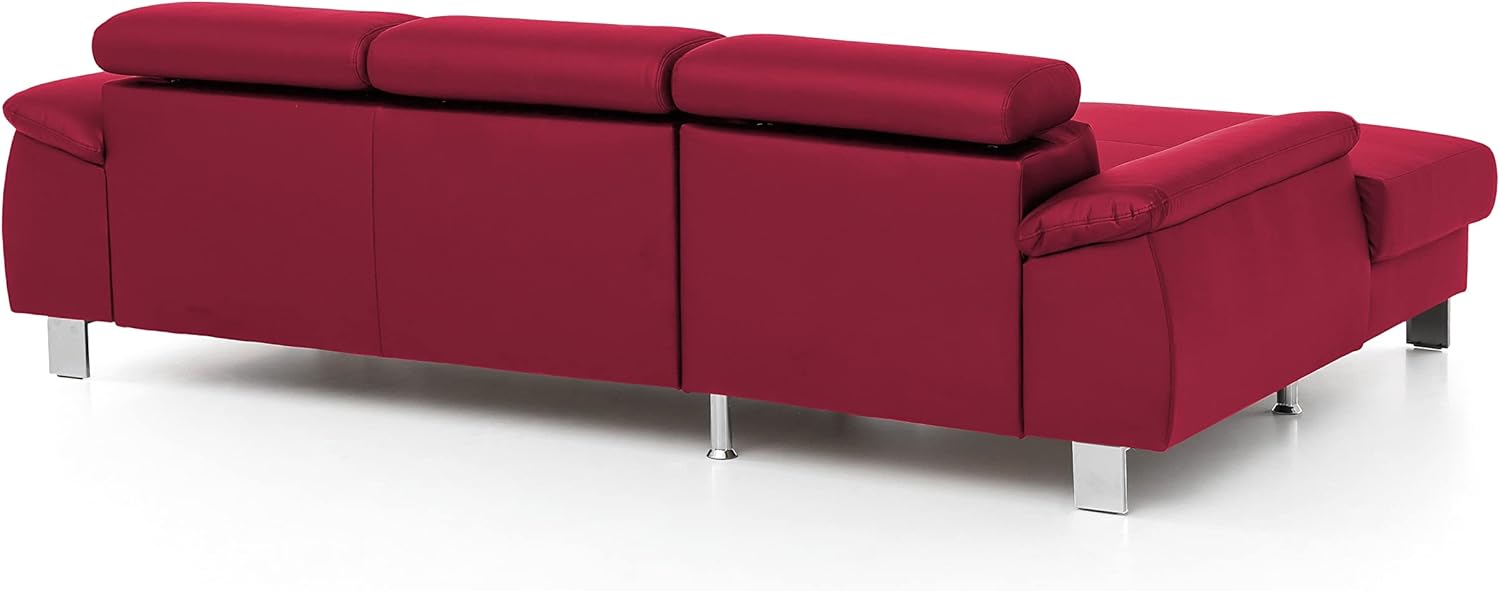 Mivano Ecksofa Micky mit Recamiere / L-Form-Sofa mit Schlaffunktion, Bettkasten und Kopfteilverstellung / 244 x 72 x 166 / Kunstleder, Rot