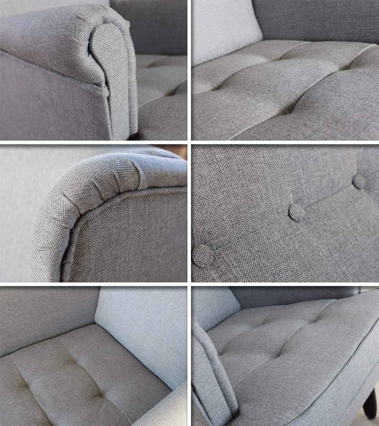 Sofnet Ohrensessel Sessel King - Lounge Sessel mit Armlehnen - Retro Stuhl aus Stoff mit Holz Füßen - Polsterstuhl für Esszimmer & Wohnzimmer (Grau (Inari 91), ohne Hocker)
