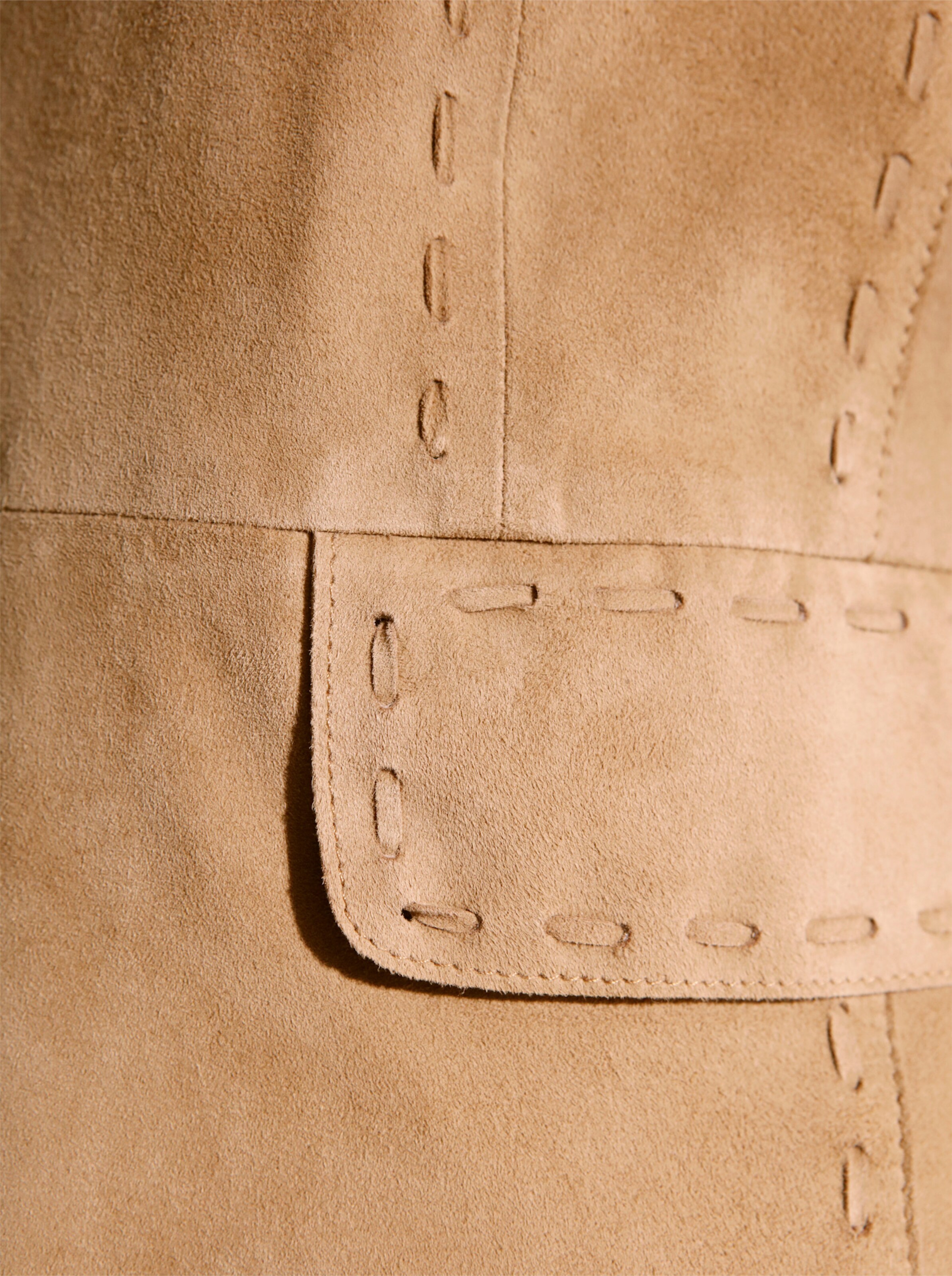 CREATION L PREMIUM Ziegenvelours-Lederblazer in camel