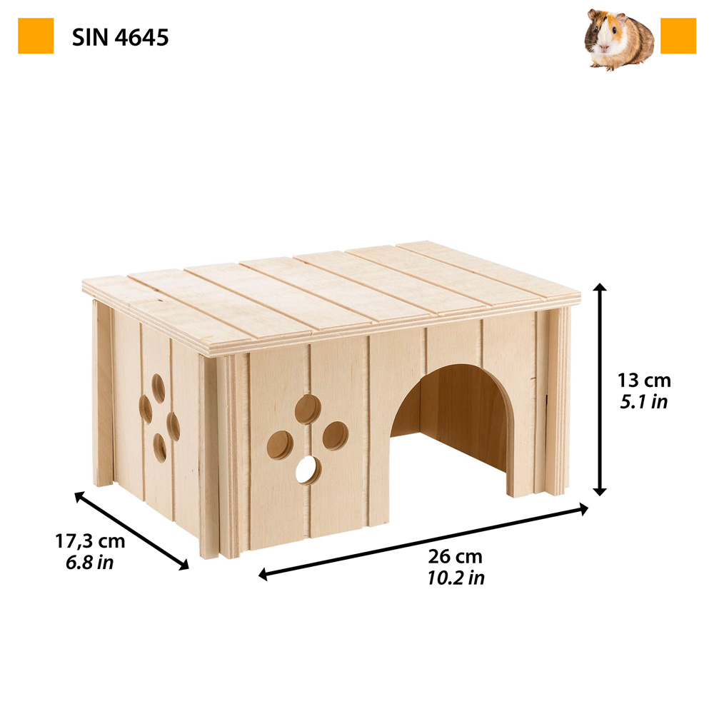 Ferplast maison cochon d'inde, cobayes, accessoire cage cochon d'inde, avec toit plat et trous d'aération, en kit de montage, 26 x