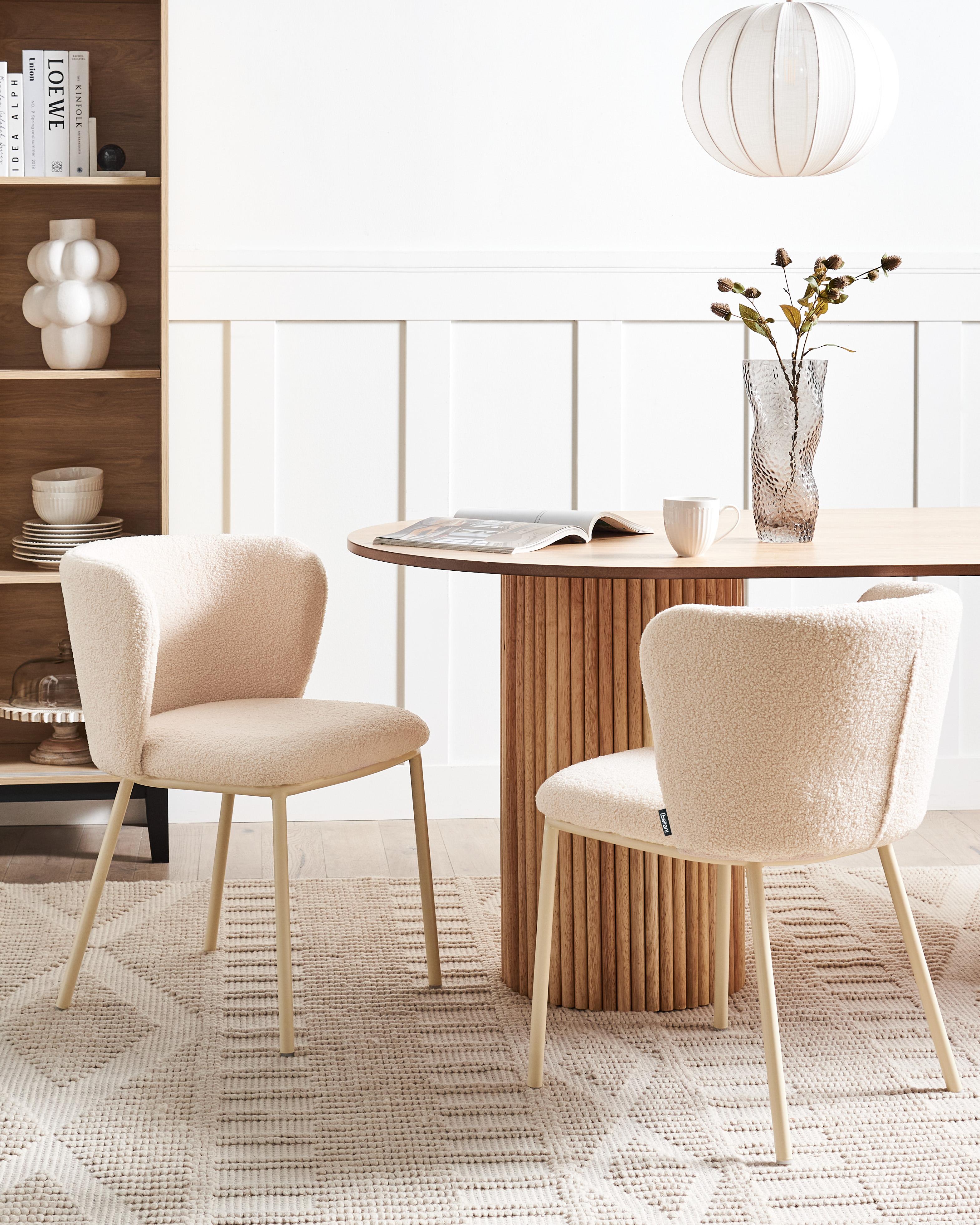 Set van 2 eetkamerstoelen MINA II Bouclé Lichtbeige