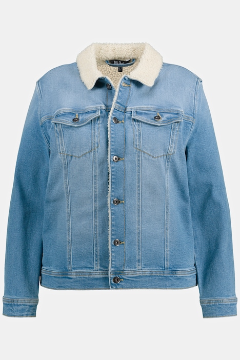 Jeansjacke, Teddyfutter, Hemdkragen