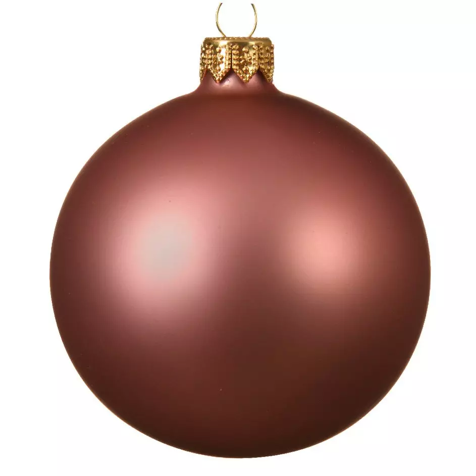 Lot de 4 boules de Noël en verre (D100 mm) Arctique mate Vieux rose