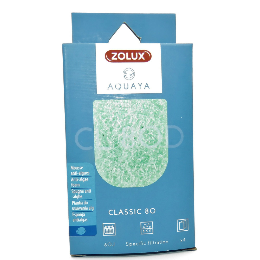 Filtre pour pompe classic 80, filtre co 80 d mousse phosphate x 4. Pour aqu