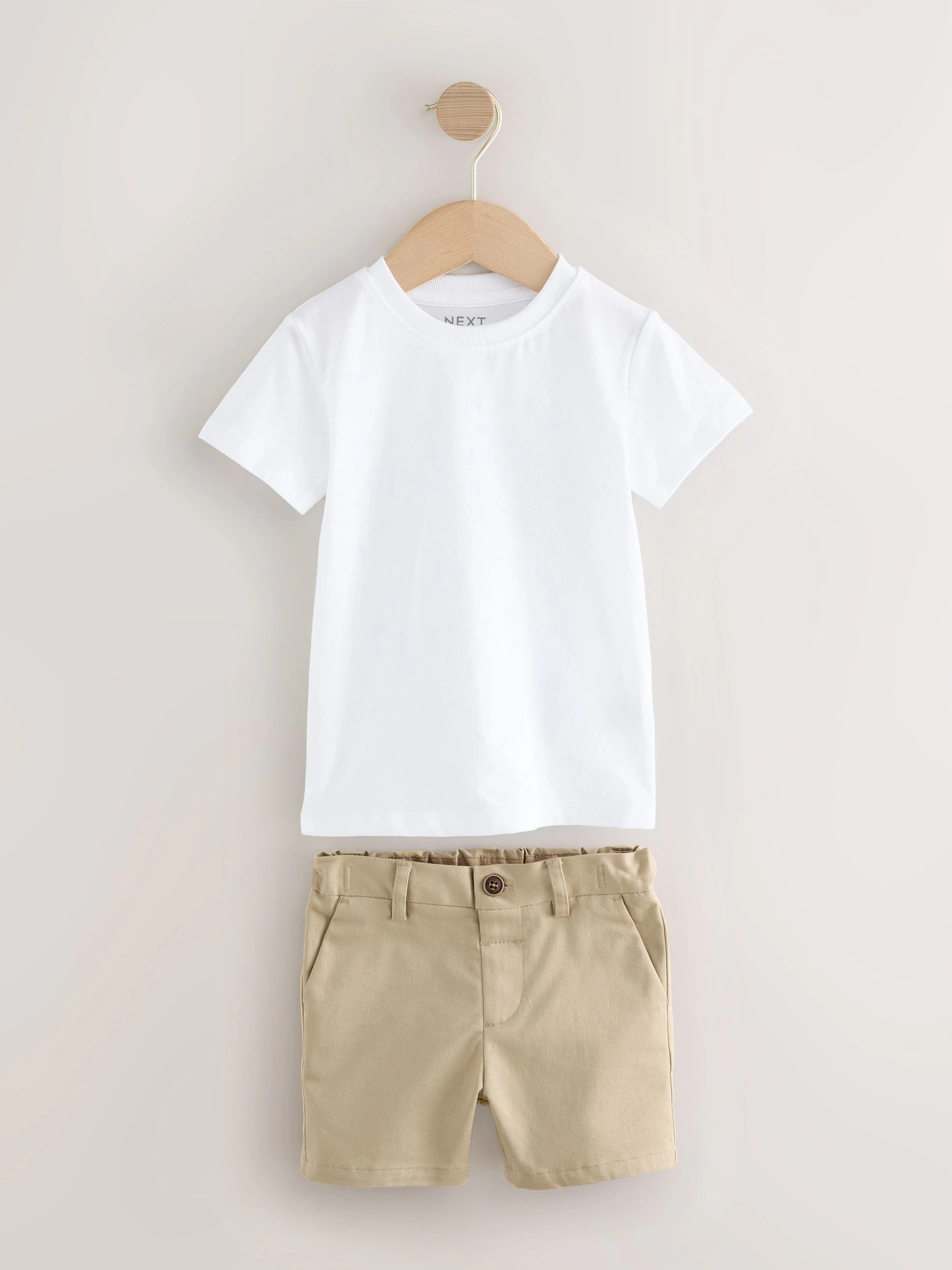 Naturel Ticking Strepen - Set met blazer, T-shirt en shorts (3mnd -9jr)