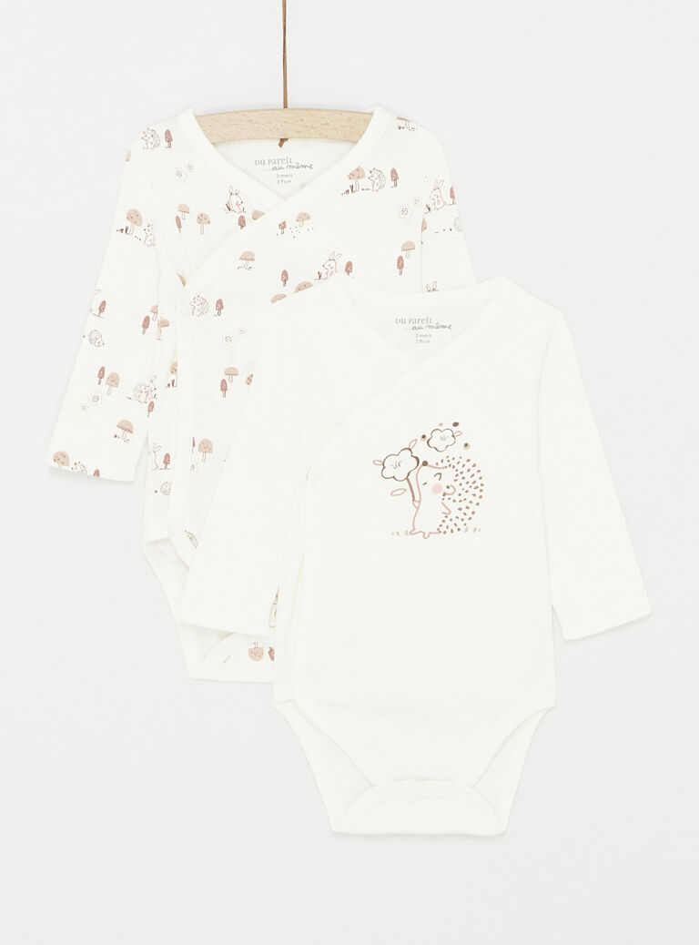 Lot de body manches longues blanc cassé fille