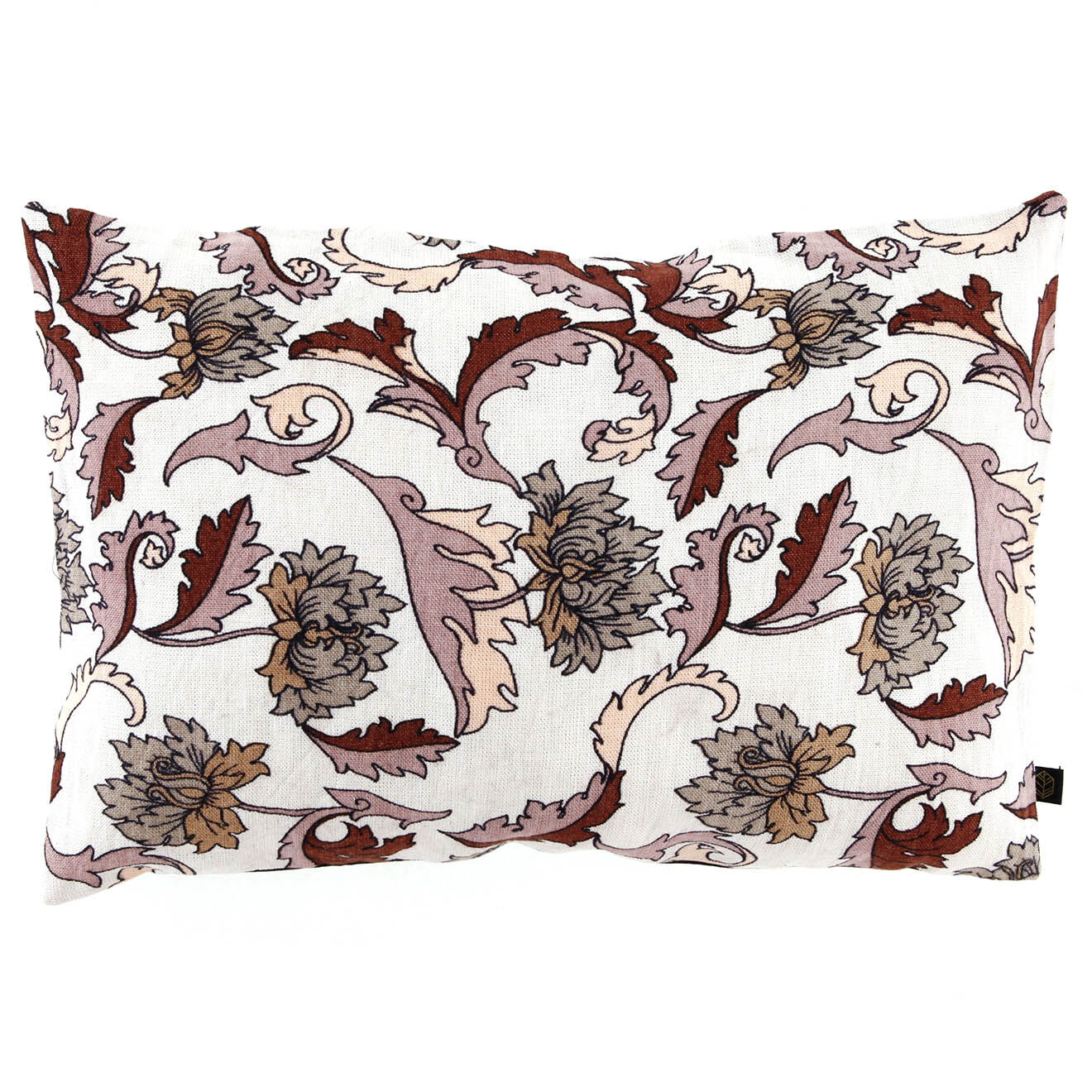Haomy Housse de coussin en Lin & Coton Block Print Sabhar ivoire - 40x60 cm
