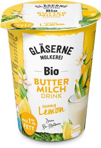 Gläserne Molkerei BIO Buttermilch Drink sunny Lemon