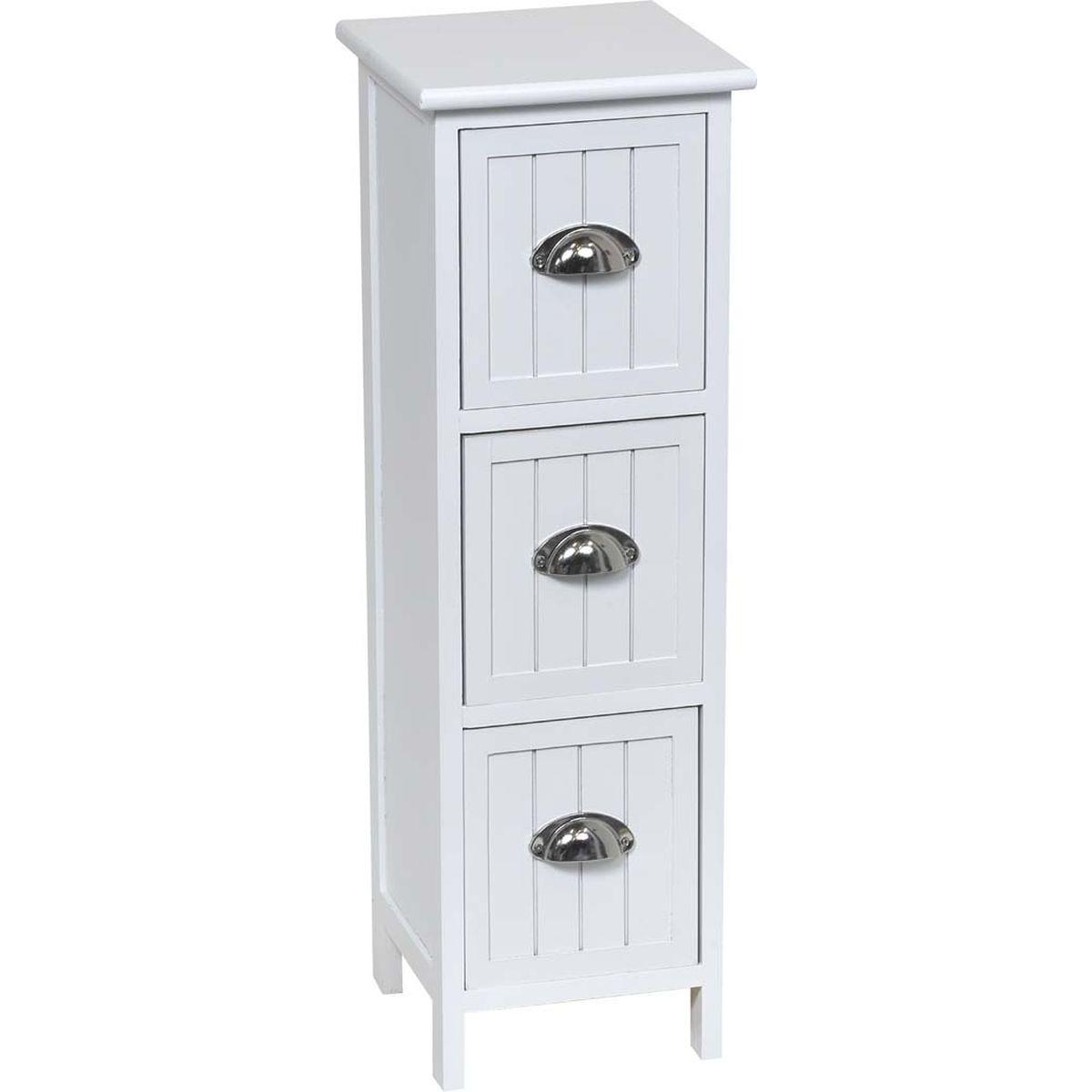 MEUBLE MDF PAULOWNIA 3 TIROIRS AVEC POIGNEE BLANC
