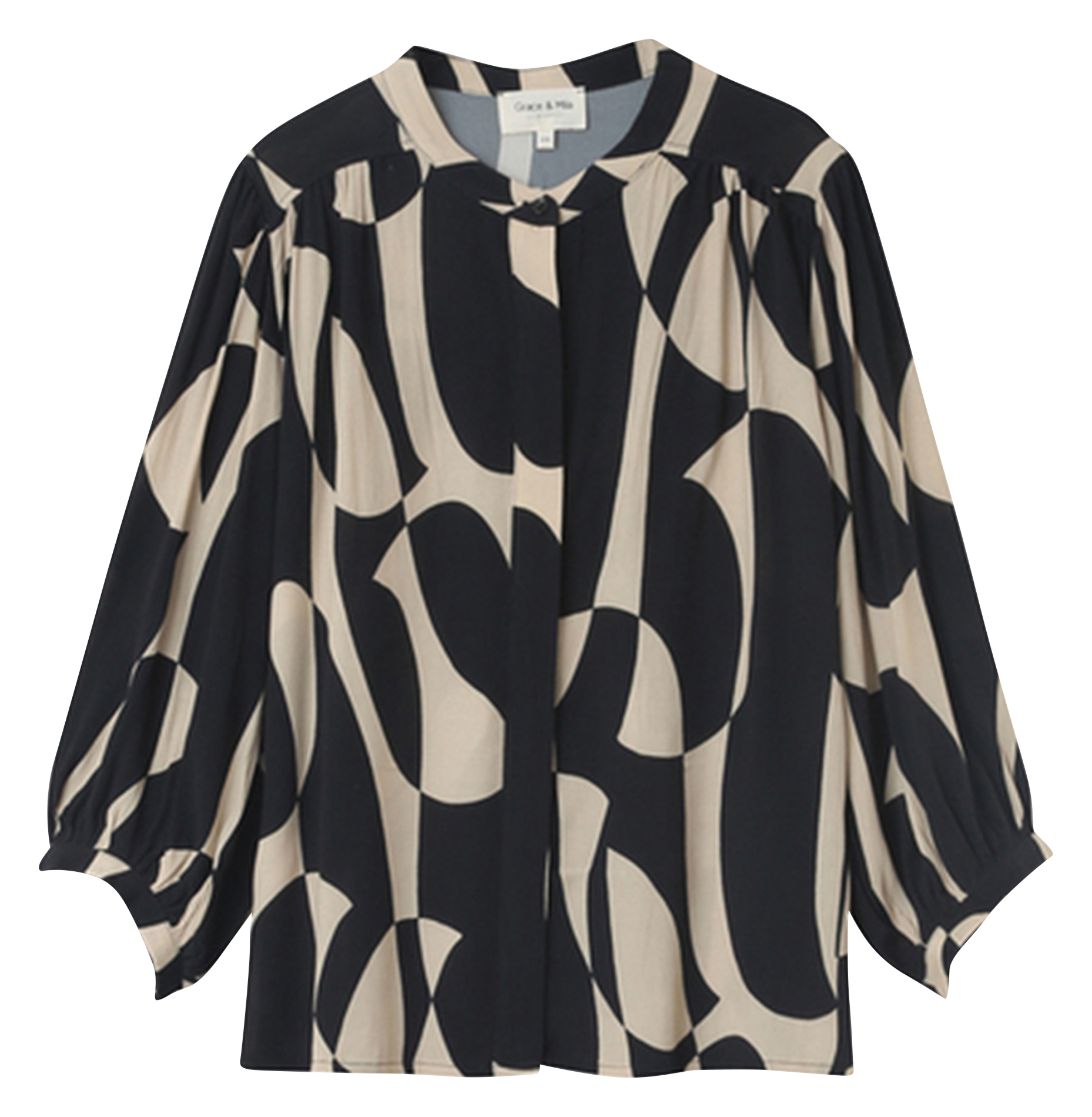 NYMPHEA - Blouse col rond imprimée | Noir