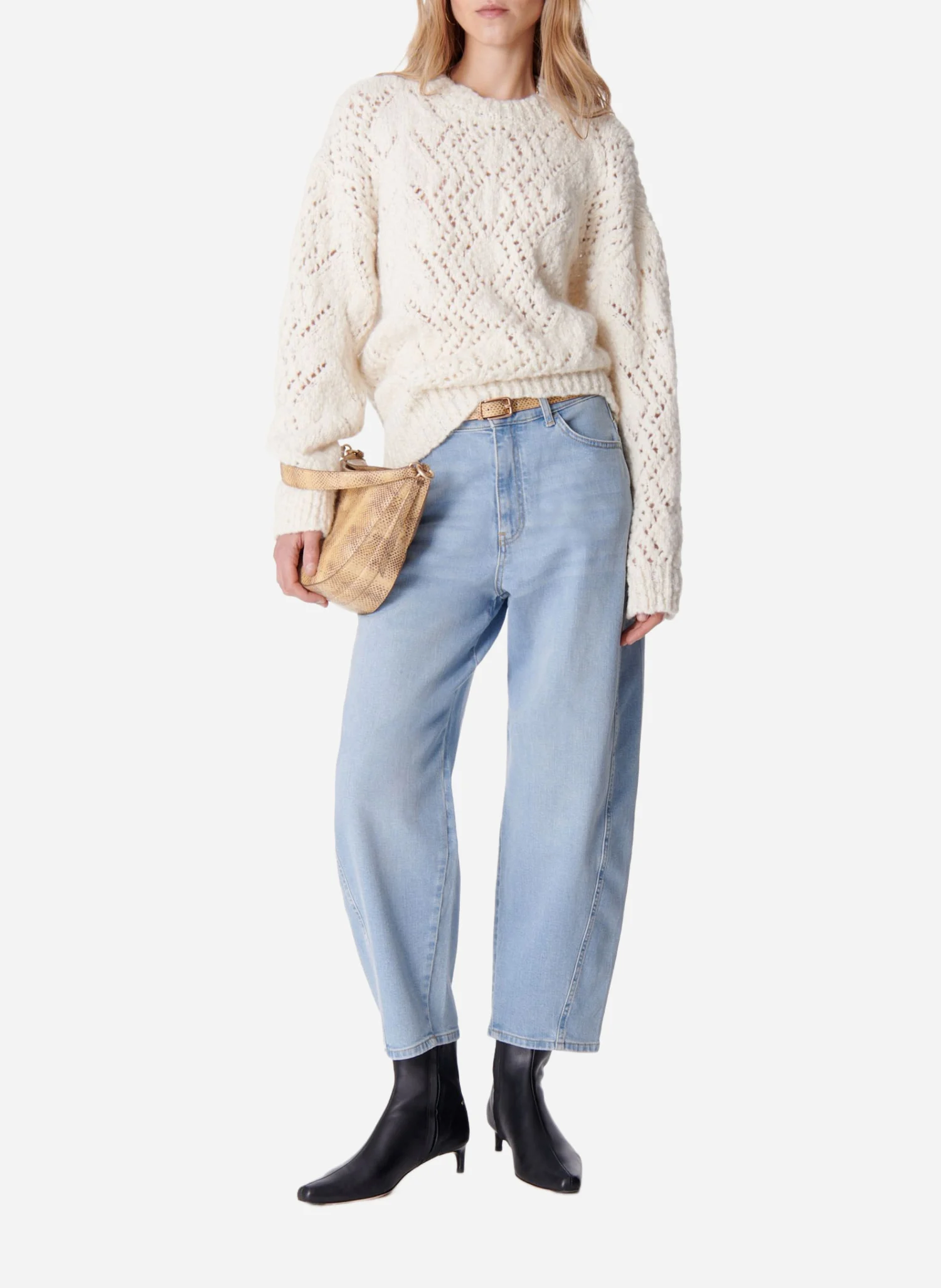 EULALIE - Pull ajouré en laine mélangée | Blanc