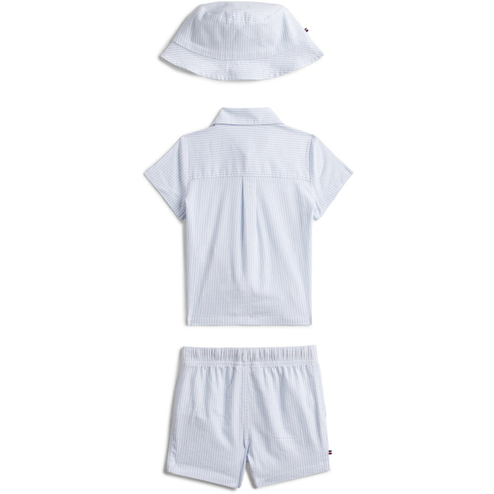 Køb Tommy Hilfiger Blue Stripe Ithaca Shorts Skjorte Hue Giftbox
