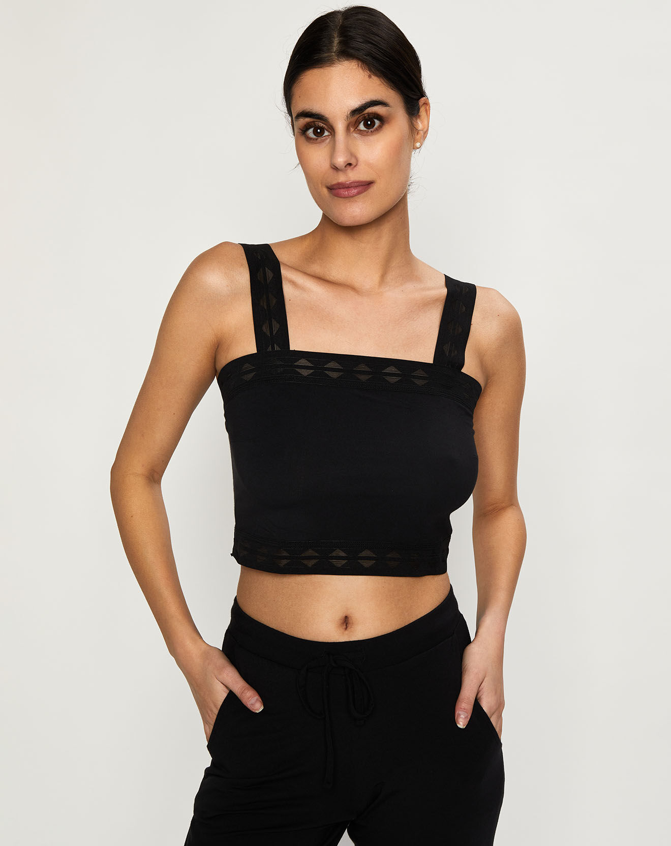 Huit Crop top Jeanne noir