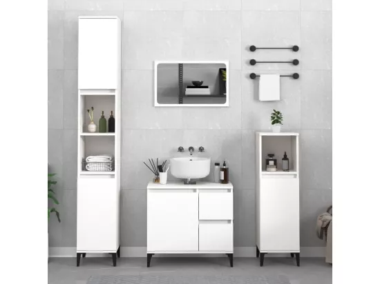 Armoire de salle de bain blanc 30x30x190 cm bois d'ingénierie