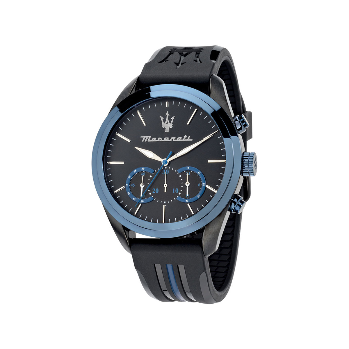 Montre MASERATI homme acier bleu bracelet caoutchouc bicolore bleu