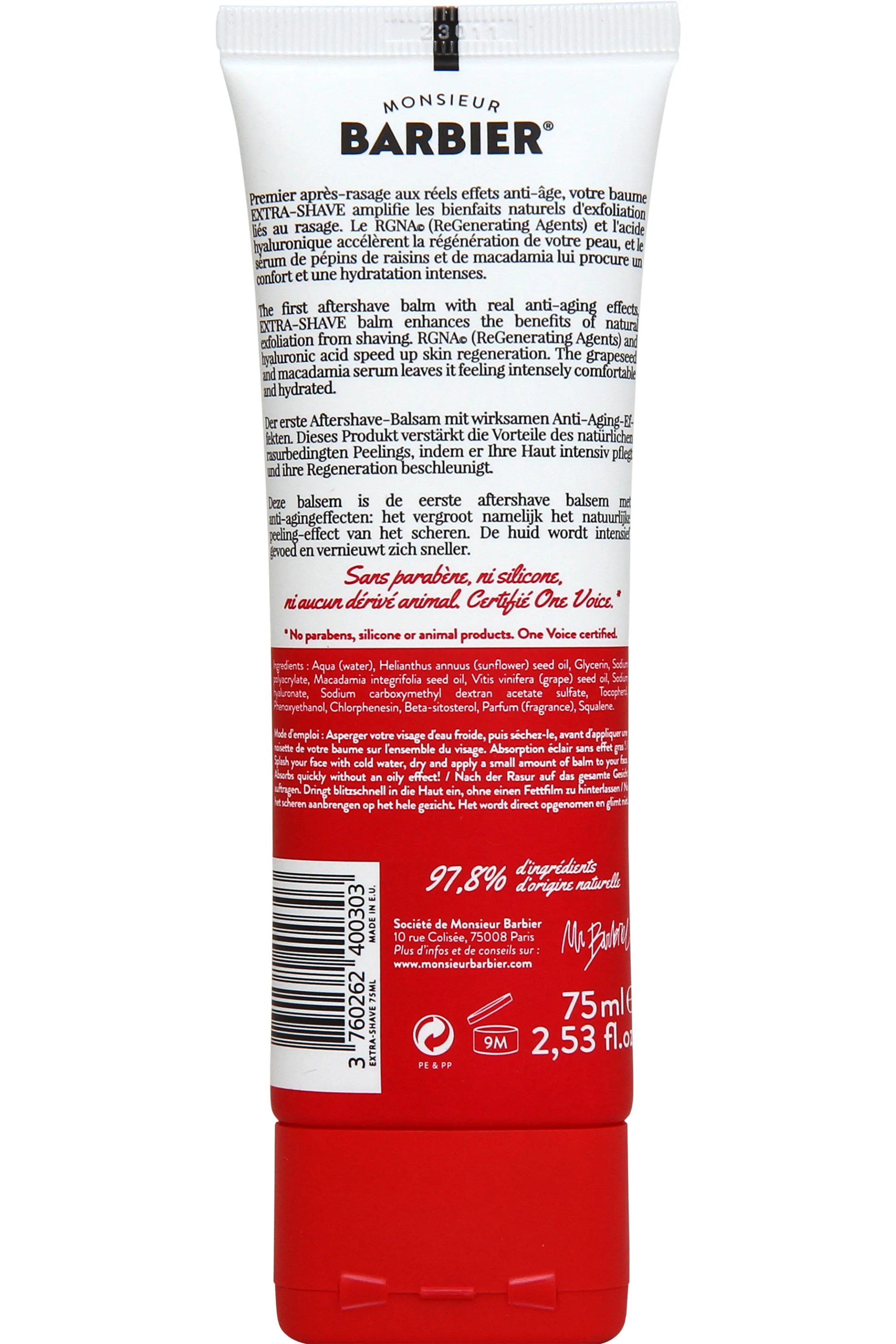 Monsieur Barbier Soin apaisant après-rasage anti-âge Extra-Shave-75 ml
