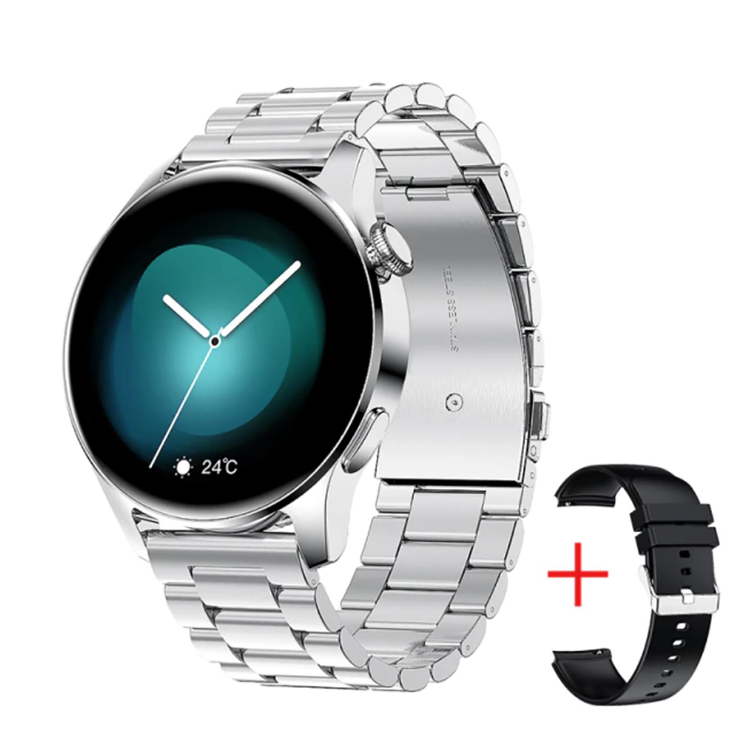 TPFNet Smart Watch / Fitness Tracker IP67 für Damen & Herren - Edelstahl Armband - Android & IOS - Schwarz