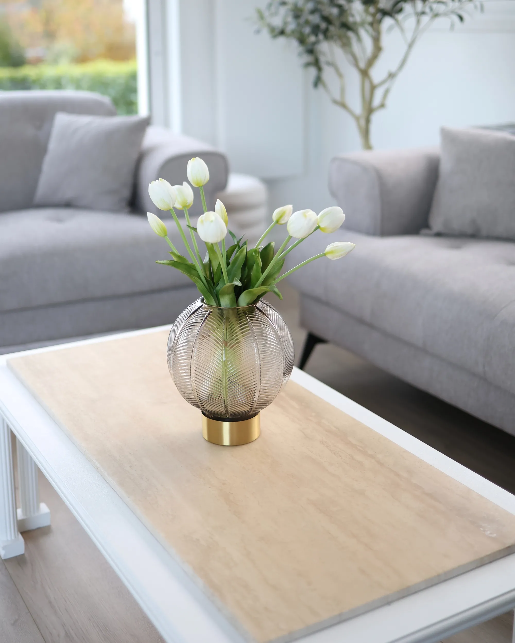 Bloemenvaas FELLI Glas 24 cm Bruin