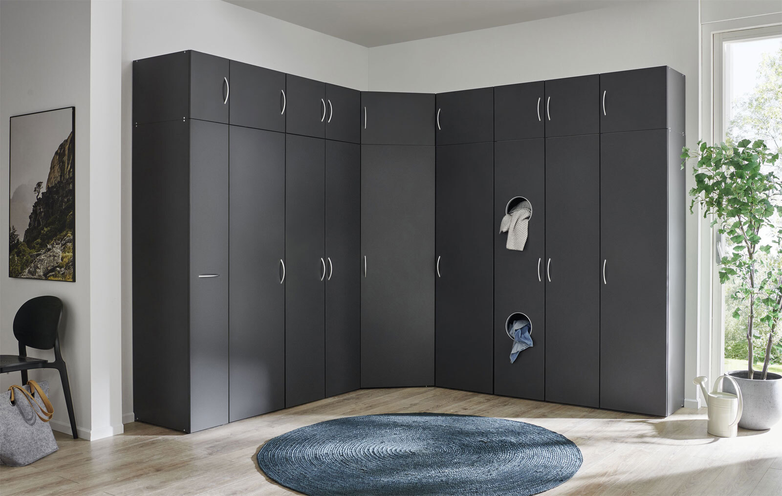 Wäscheschrank Multiraumkonzept 40x185x40 cm grau