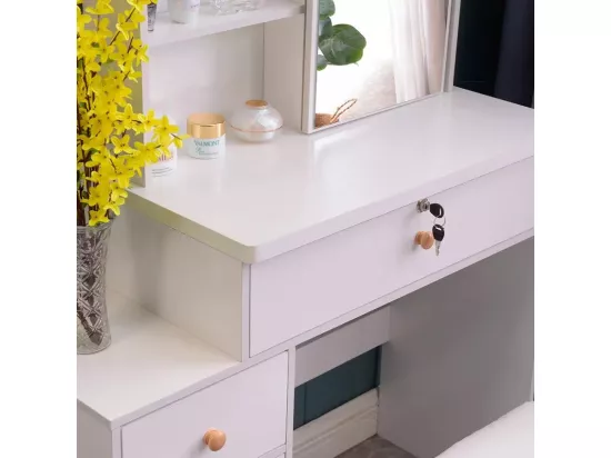 Coiffeuse et table de maquillage avec miroir coulissant moderne ELIZA