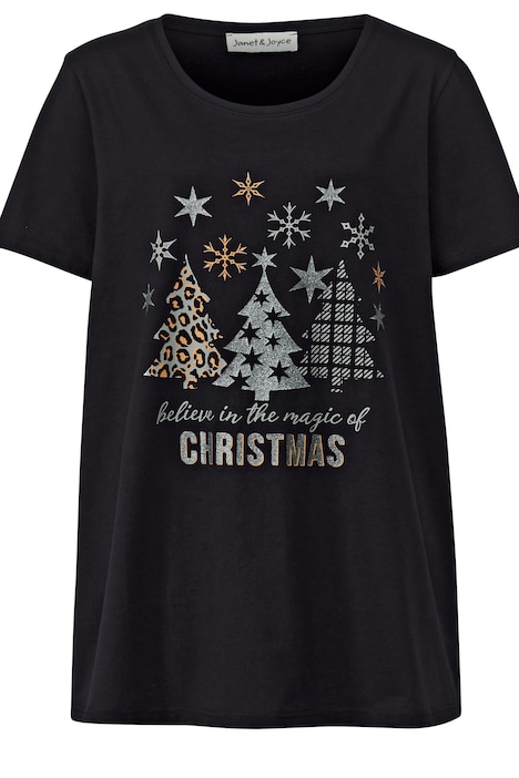 T-Shirt, Relaxed Fit, Weihnachts-Motiv, Rundhals, Halbarm