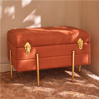 Banc coffre en tissu sur pieds