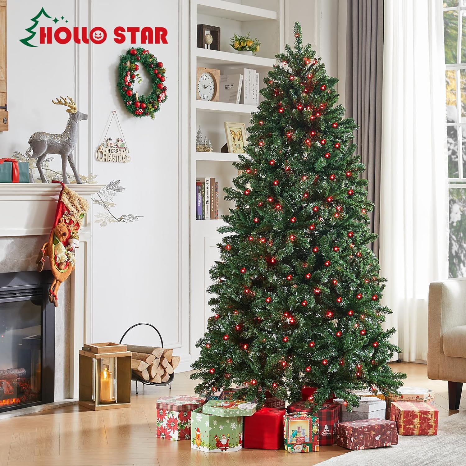 HOLLO STAR 6ft Prelit Christmas Tree with 270 LED Lights, Artificial Christmas Tree with App-Controlled Multi-Color RGB Lights, 1072 Branch Tips, Easy to Assemble, for Home, Party