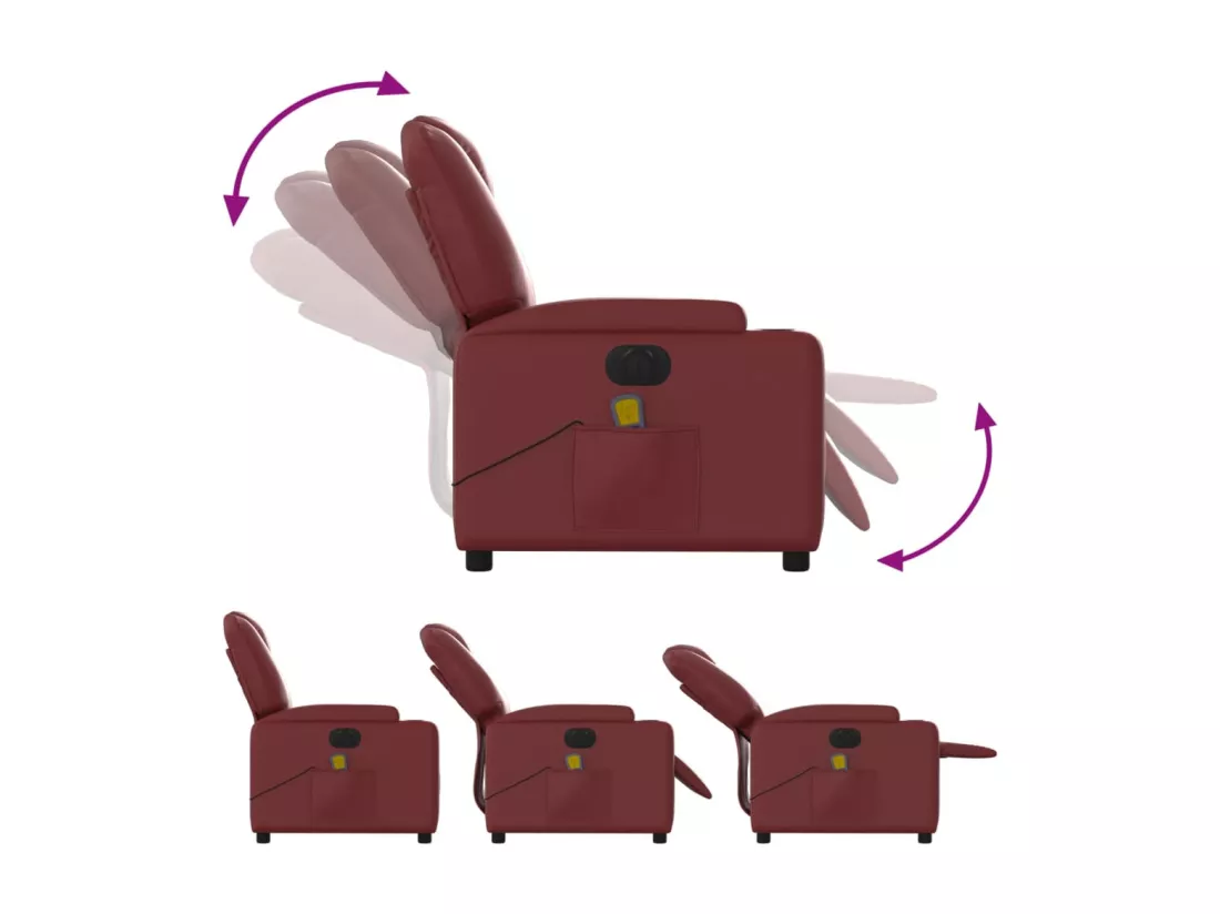Fauteuil massant inclinable électrique rouge bordeaux