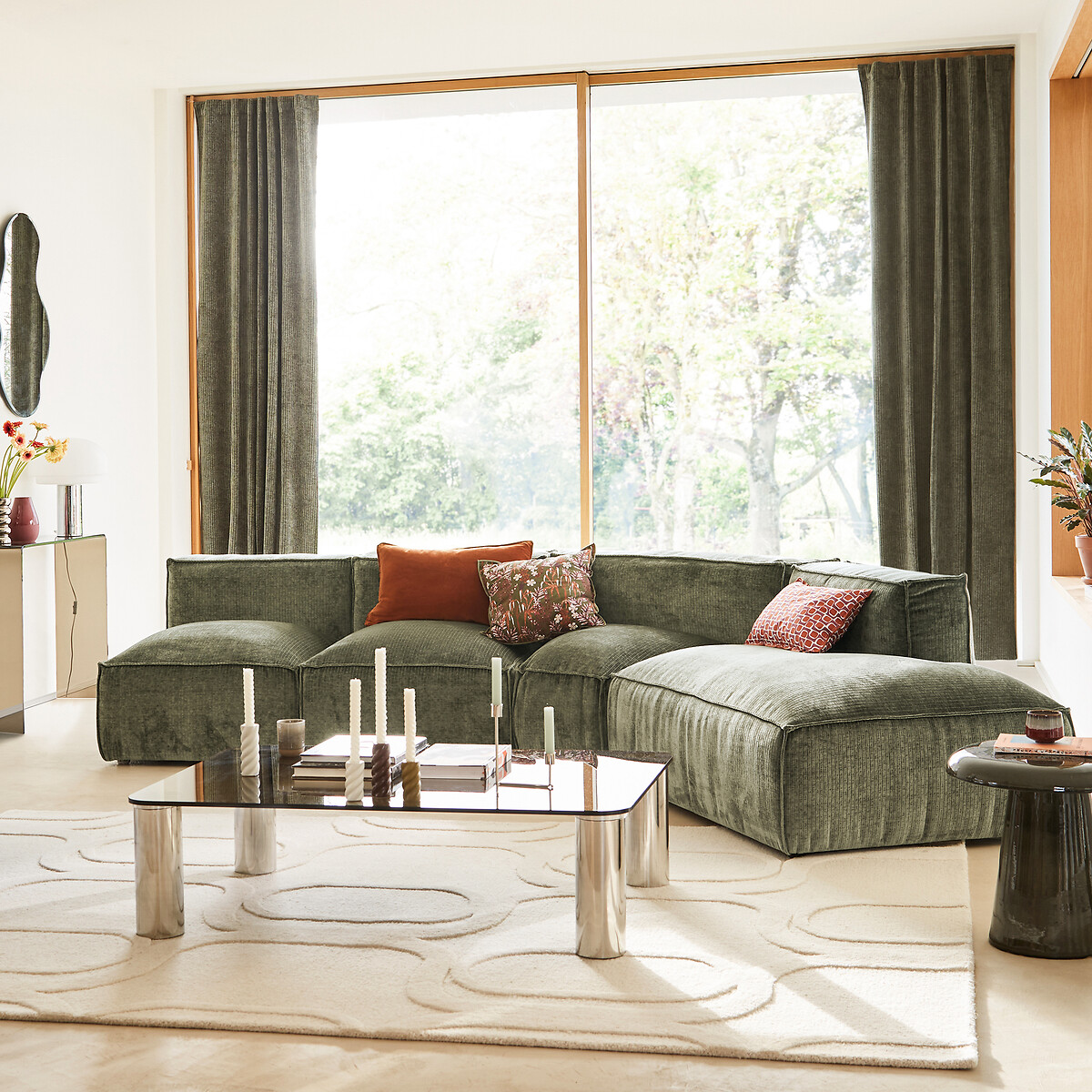 LA REDOUTE INTERIEURS<br>Canto modular aberto, veludo vintage Seven