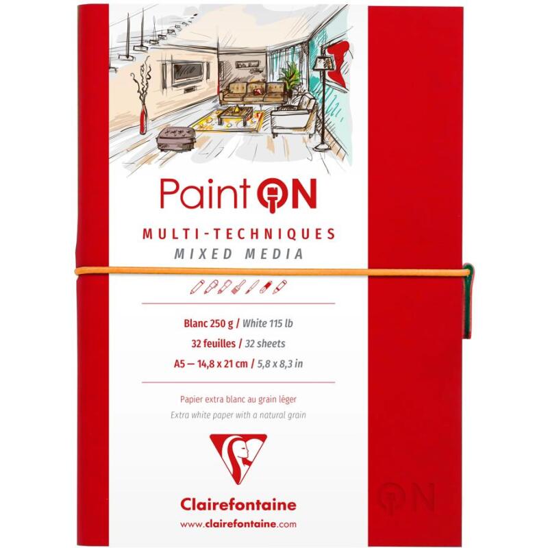 Paint'ON carnet cousu 32F A5 250g - Rouge