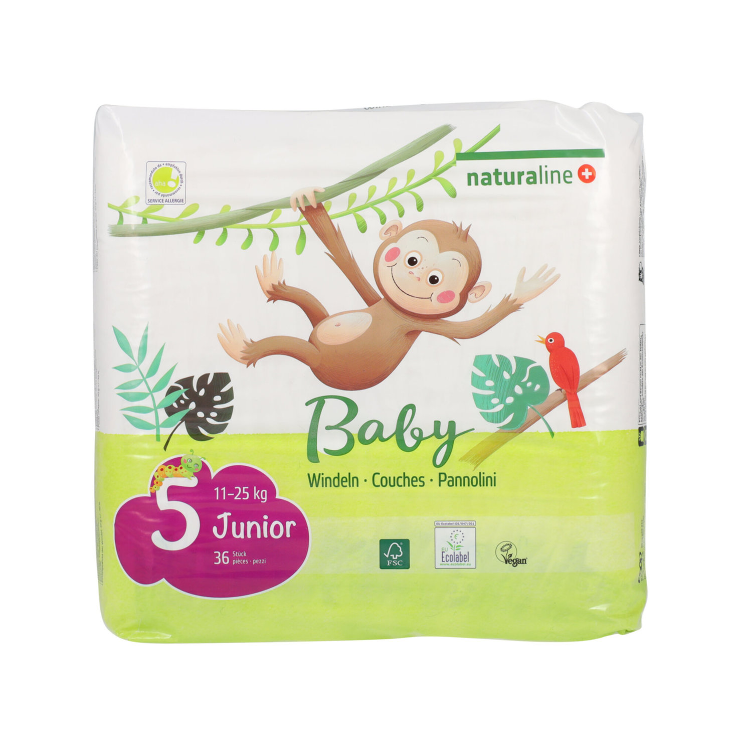 Naturaline Baby Junior Grösse 5,11-25kg, 36 Stück