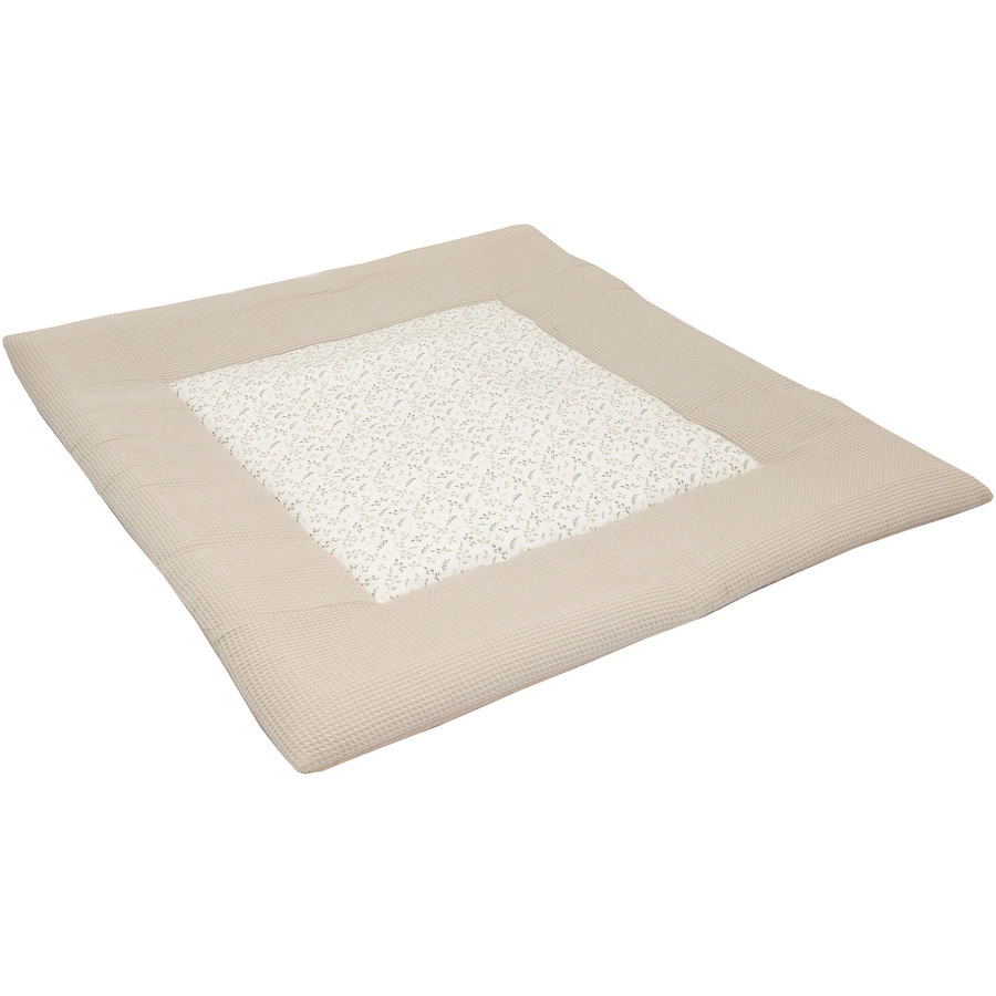 ULLENBOOM Krabbeldecke & Laufgittereinlage Waffel Motiv Floral Sand 120 x 120 cm