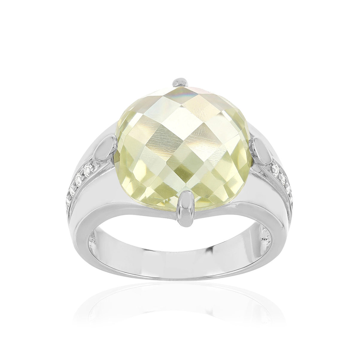 Bague argent 925 zirconias vert clair et blanc