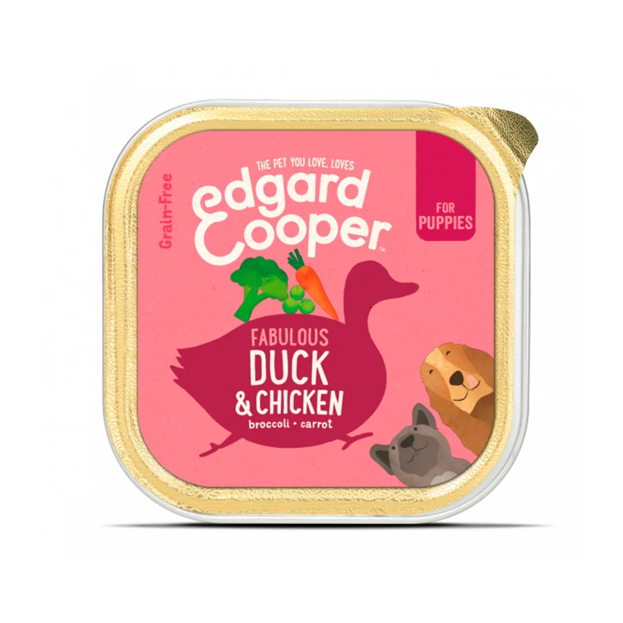 Ração úmida para filhotes Edgard & Cooper sabor pato e frango